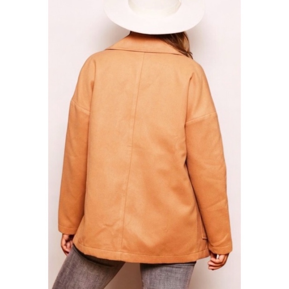 PEACH LOVE Camel Blazer Style Zip Up Soft Jacket - Picture 8 of 9